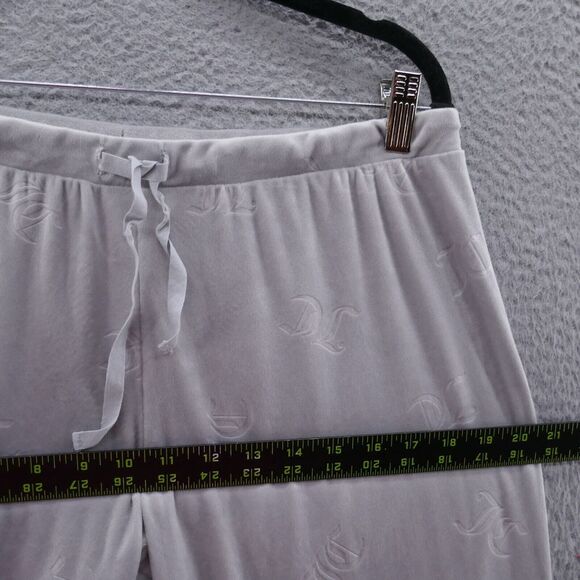 Juicy Couture‎ Womens Soft Velour Jogger Pants Large Gray All Over Logo Lounge - Picture 8 of 14